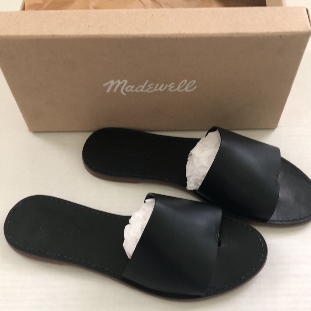 Madewell Women's Black The Boardwalk Post Slide Sandal